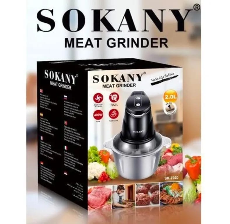 Sokany ChefMax Pro (SK-7020) – Procesador y Picador Multifuncional de Acero Inoxidable (2L - 400W).